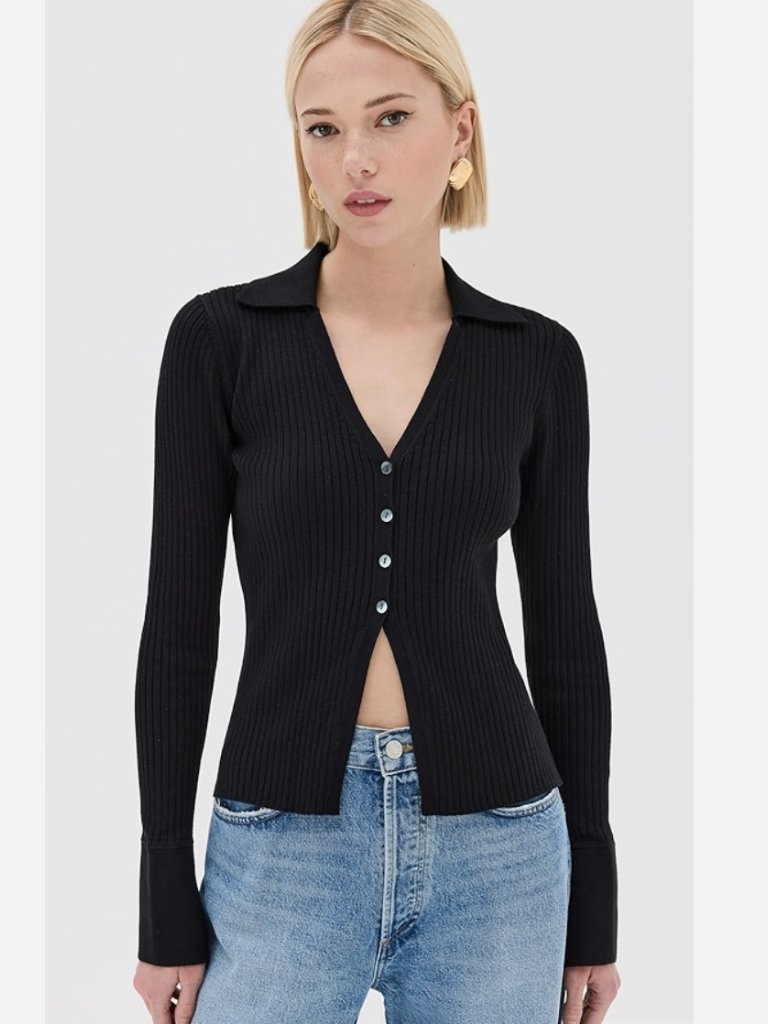 Reformation Valentina Ribbed Open Cardigan